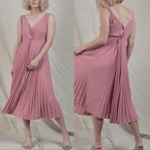Vince Pink Pleated Midi Dress